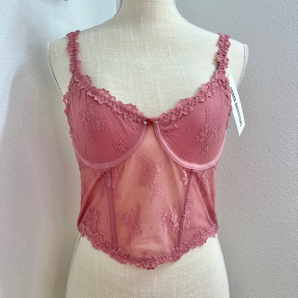 NWT Out from Under by Urban Outfitters Firecracker Pink Lace Corset